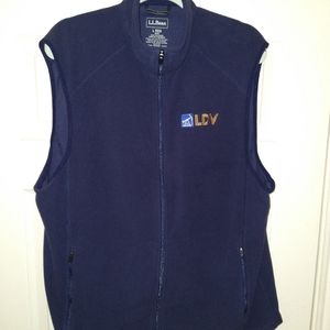LL Bean Blue Fleece Full Zip Vest Men's sz Large